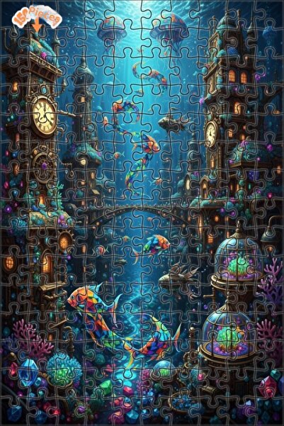 Teona Ahşap لغز خشبي بتصميم مدينة الغواصة الخيالية مع رؤية منظرية للوحات زيتي...