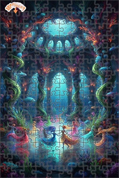 Teona Ahşap Mermaid Ball Oil Painting Lookalike Art Double Layer Framed Woode...