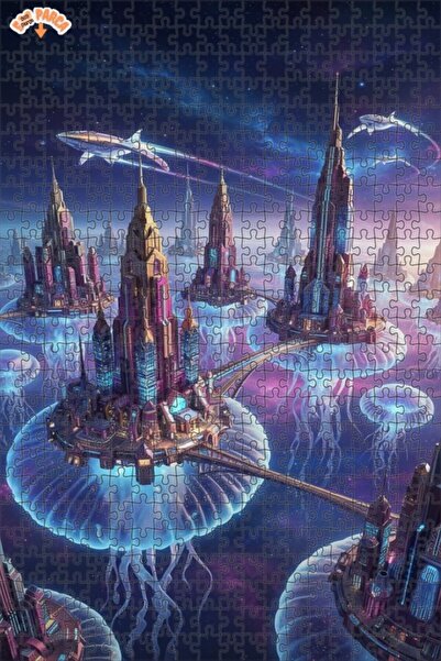 Teona Ahşap لغز خشبي ذو طبقتين من سلسلة مدن قنديل البحر الفلكية، 500 قطعة، مق...