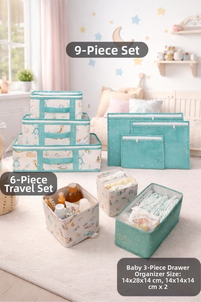 PONÇİK BEBEK حقيبة سفر مكونة من 6 قطع، منظم حقائب لغرفة الأطفال قبل الولادة ف...