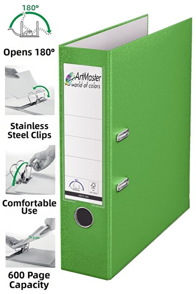 Artmaster Office Folder Green Wide 1 Piece Plastic Wide Green Folder with Rin...
