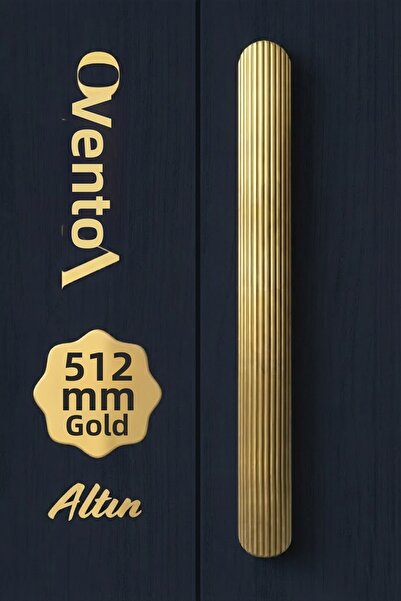 Badem10 Mâner cu dungi aurii VENTO, lungime 512 mm, din metal, pentru dulap, ...