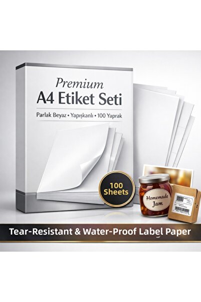 eraypaper لا يتمزق ولا يبلل مقاس A4 - ملصق لاصق - أبيض لامع 100 ورقة