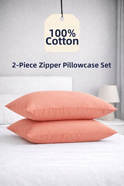 ÇIQRIK HOME قطعتان من غطاء وسادة السلمون بسحّاب