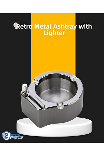 Kanonik Education Round Lighter Ashtray Durable Metal Construction