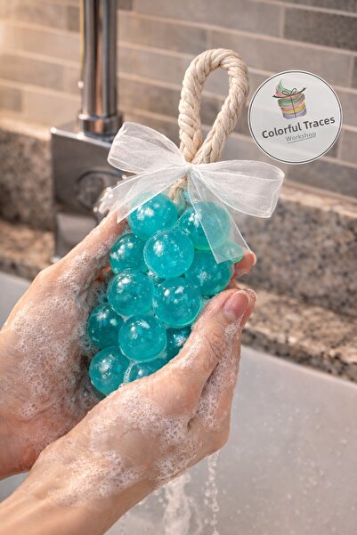 RenkliİzlerAtölyesi Handmade Grape Bunch Soap (with Turquoise Ribbon)