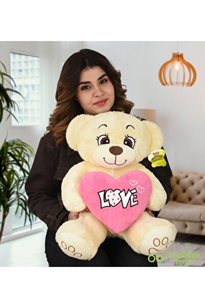 Özgüner Oyuncak هدية رومانسية لعيد الحب دمية دب كبيرة الحجم من القطيفة مع وسا...
