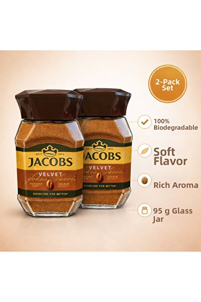 Jacobs Velvet 100% Soluble Coffee 2 Pieces X 95 g |   Soft Inside, Full of Fl...