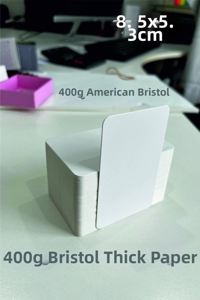 Örün Matbaa 100 Pieces 400 Gr Oval Cut Pure White Unprinted Card 5.3X8.5 cm Blank Uncoated Flashcard Business Card