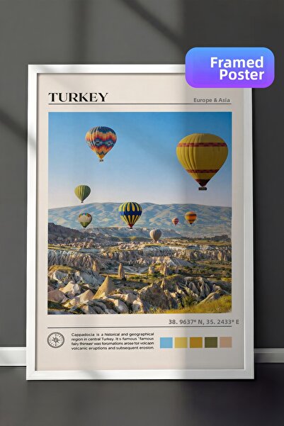 Zestia Pictură de perete înrămată în alb Cappadocia Fairy Chimneys Peisaj urb...