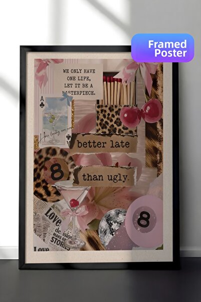 Zestia Pictură murală înrămată în negru, cu model leopard, ilustrație estetic...