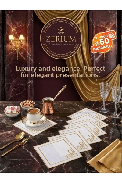 ZERİUM Set premium de 6 șervețele pentru cocktail și cafea, seria geometrică ...