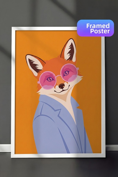 Zestia Ζωγραφική τοίχου με λευκό πλαίσιο Εικονογράφηση αριστοκρατικής αλεπούς...