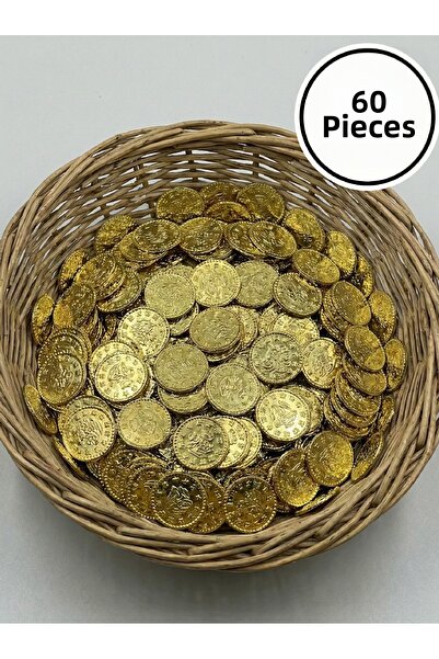 Massaltay Mărgele metalice tip para, aurii, 2 cm, 60 bucăți |   Accesorii pen...