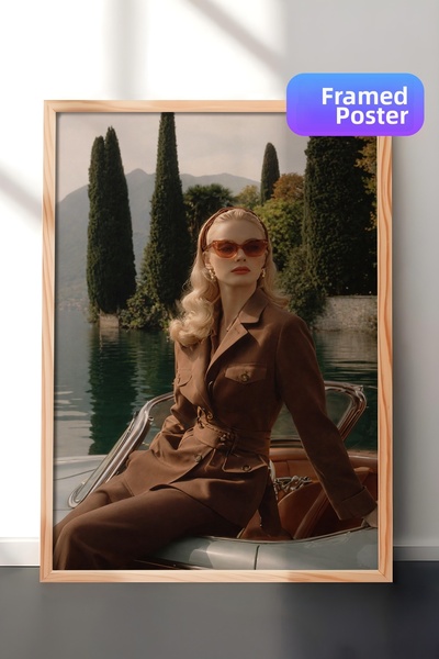 Zestia Wood Framed Wall Art Painting Vintage Fashion on a Classic Boat Living...