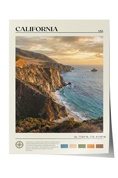 Zestia Poster California Coast Ranges Sunset Decor pentru sufragerie