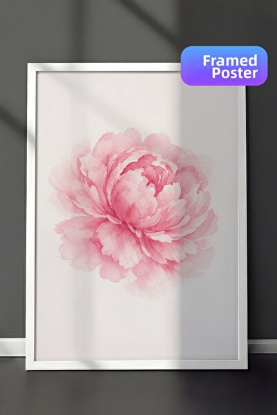 Zestia Ζωγραφική τοίχου με λευκό πλαίσιο Ροζ παιώνια ονειρεμένη σύνθεση λουλο...