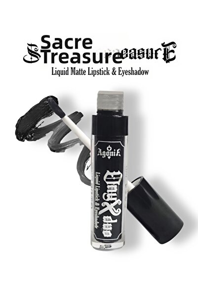 Agonia أونيكس دو أحمر شفاه سائل أسود غير لامع وظلال عيون - مكونات نباتية - 6 مل