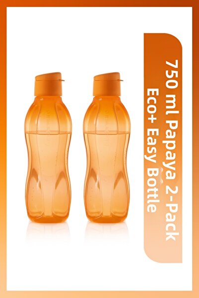 Tupperware Eco Bottle Easy Cover Water Bottle and Flask Papaya 2-Pack 750ml