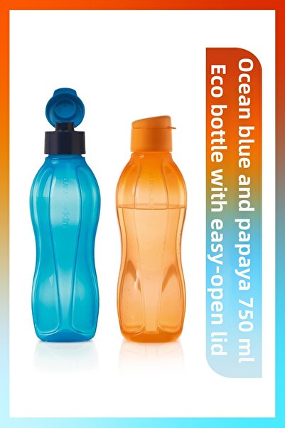 Tupperware زجاجة مياه إيكو باللون الأزرق المخضر والبابايا سعة 750 مل مكونة من...