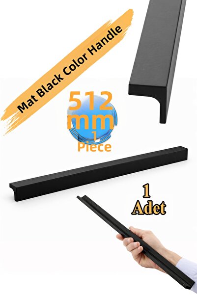 Badem10 Mânere pentru dulapuri de mobilier Lada, metal negru mat, 512 mm, 51,...