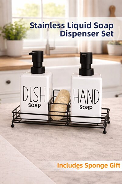 naturelove 2-Piece Square Metal Stand Detergent Holder - Soap Dish, Kitchen O...