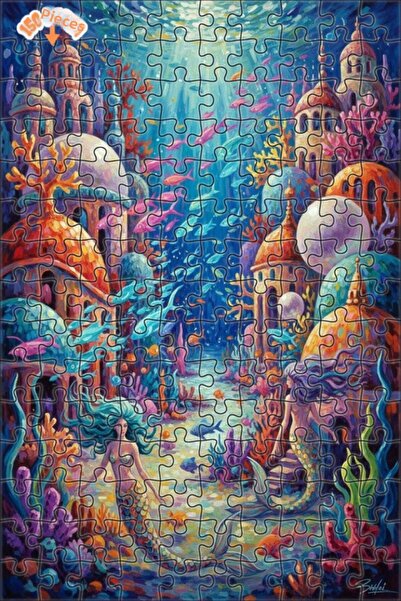 Teona Ahşap Mermaid Kingdom Oil Painting Look Wooden Puzzle 150 Pieces 20X30