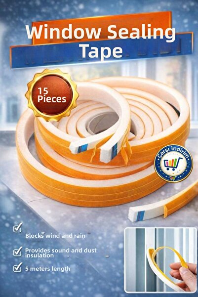 nistabolje 15 bucăți x 5 mt (75 metri) bandă adezivă pentru ferestre, praf re...