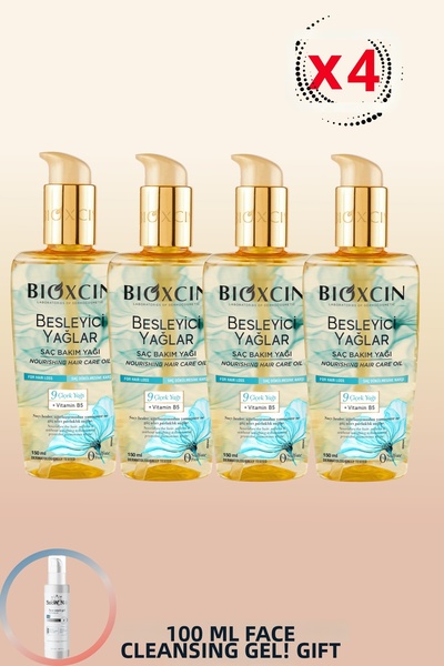 Bioxcin Nourishing Oils Hair Care Oil 150 ml 4 Pcs + 100ml Face Washing Gel Gift