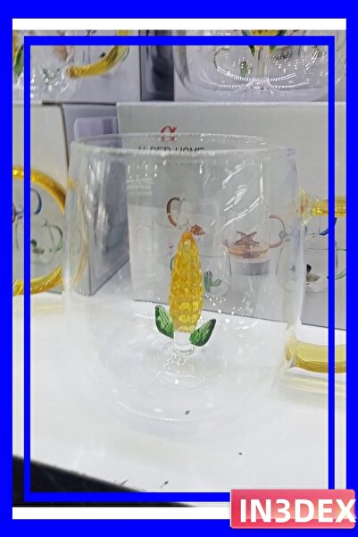 İN3DEX 3D Corn Patterned Glass Water Cup 400ml