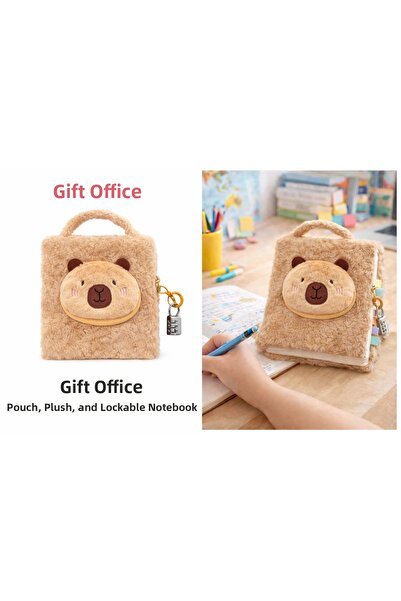 hediyeofisi دفتر ملاحظات مخملي بقفل مع حقيبة هدية للمكتب - دفتر يوميات بتصميم...