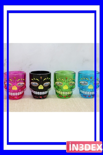 İN3DEX Istanbul Themed Colorful Skull Shot Glass