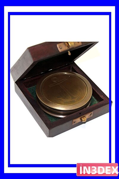 İN3DEX أداة تحديد الاتجاهات المصنوعة من النحاس داخل صندوق خشبي