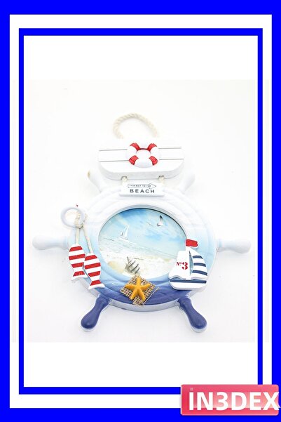 İN3DEX Sea Themed Wooden Decorative Frame with Rudder