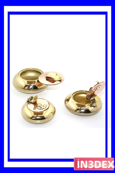 İN3DEX طقم منفضة سجائر نحاسية 3 قطع مع أغطية وزخارف