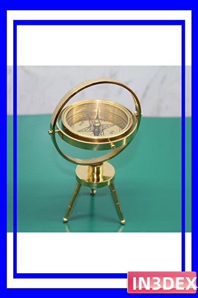 İN3DEX بوصلة زخرفية من النحاس مقاس 16×10 سم كإكسسوار للطاولة