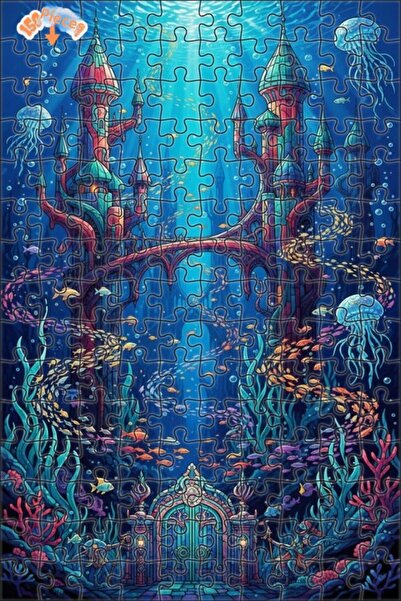 Teona Ahşap Underwater Kingdom Lookalike Digital Art Wooden Puzzle 150 Pieces...