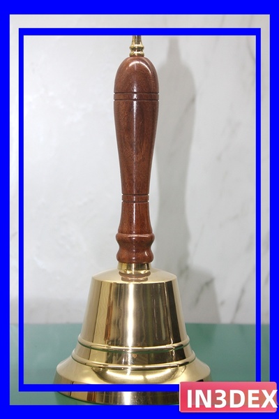 İN3DEX جرس تأمل نحاسي بمقبض خشبي وصوت واضح