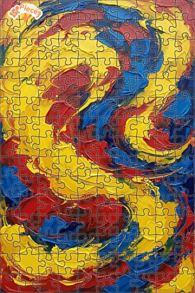 Teona Ahşap Abstract Energy Oil Painting Lookalike Double Layer Framed Wooden...