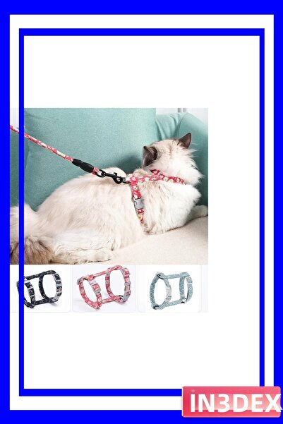 İN3DEX حزام صدر قابل للتعديل وحزام مشي للقطط الأليفة