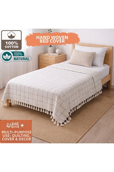 CESSTORE Ces Store Handwoven 100% Cotton Single-Person Pique, Natural Breatha...