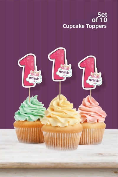 abjad يونيكورن تحت عنوان * 2 (اثنان) سنة زخرفة كب كيك '10'