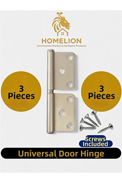 HOMELION 3 Pcs Non-Directional Door Hinge Satin Color |   Quiet and Durable D...