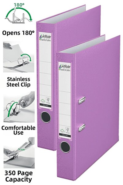 Artmaster Office Folder Lilac Narrow 2 Pieces Plastic Narrow Lilac Folder wit...