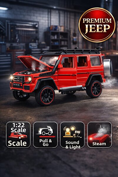 TOYFEST سيارة جيب ريد بريميوم دي كاست 1:22 مع صوت وضوء ووظيفة سحب ودفع بالبخار