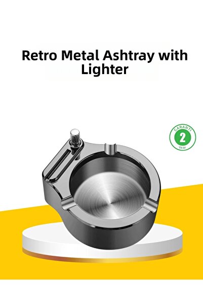 Epilons Scrumieră cu brichetă, din metal inoxidabil, design rotund