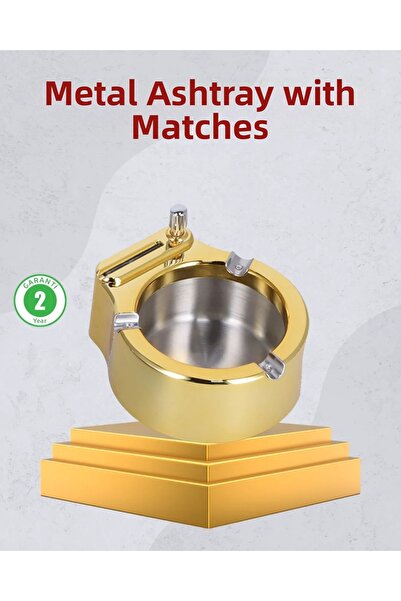 Epilons Scrumieră din oțel inoxidabil cu brichetă pentru utilizare pe masă