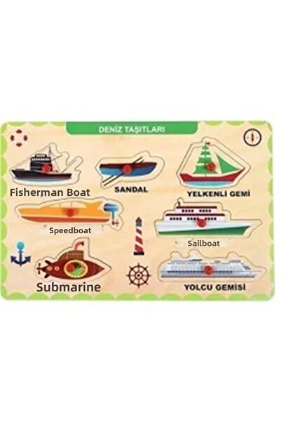 Anıt Maket لغز تعليمي للمركبات المائية مع حامل خشبي