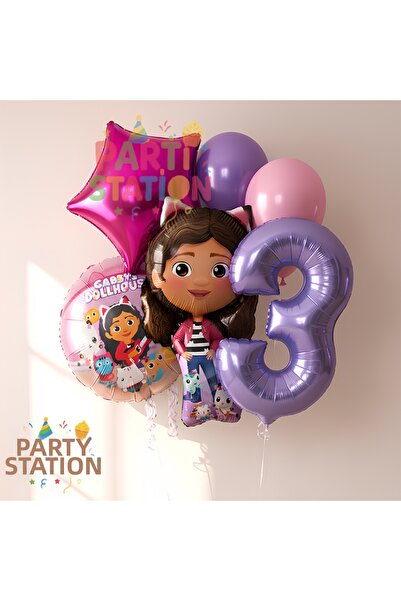 Parti Station مجموعة زينة بالونات عيد الميلاد لعمر 3 سنوات بتصميم غابي دولهاوس