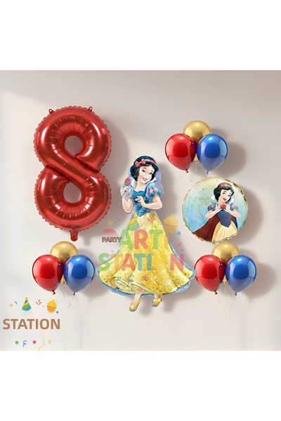 Parti Station Snow White 8 Year Old Birthday Balloon Set - 11 Piece Concept F...